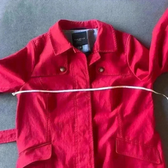 Talbots Red Water-Resistant Trenchcoat 12W - Picture 11 of 14
